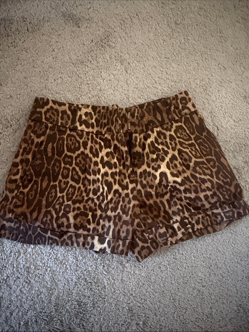 BCBGMaxAzria Leopard Print High Waist Shorts - Brown/Tan